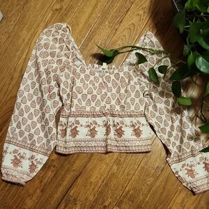 Bohemain Cropped Peasant Top